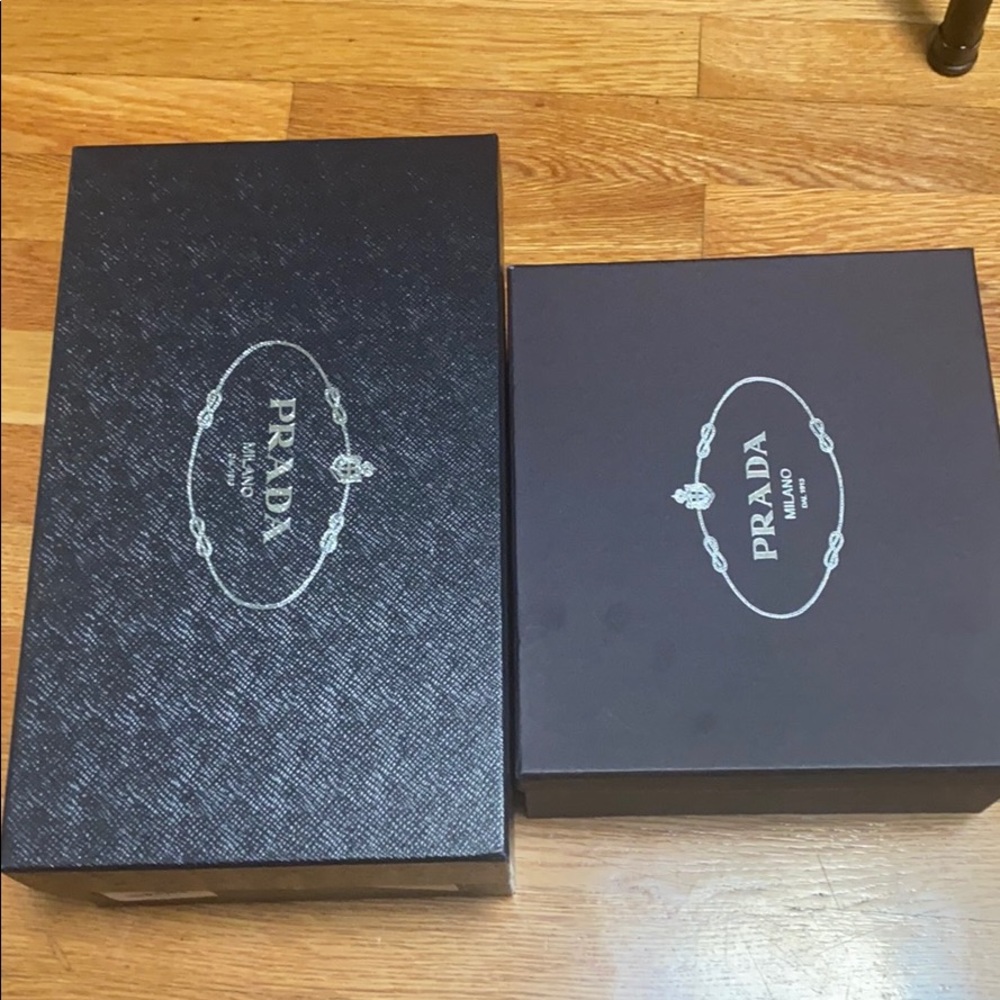 2 Prada Empty shoe boxes. 1 kids 1 adult